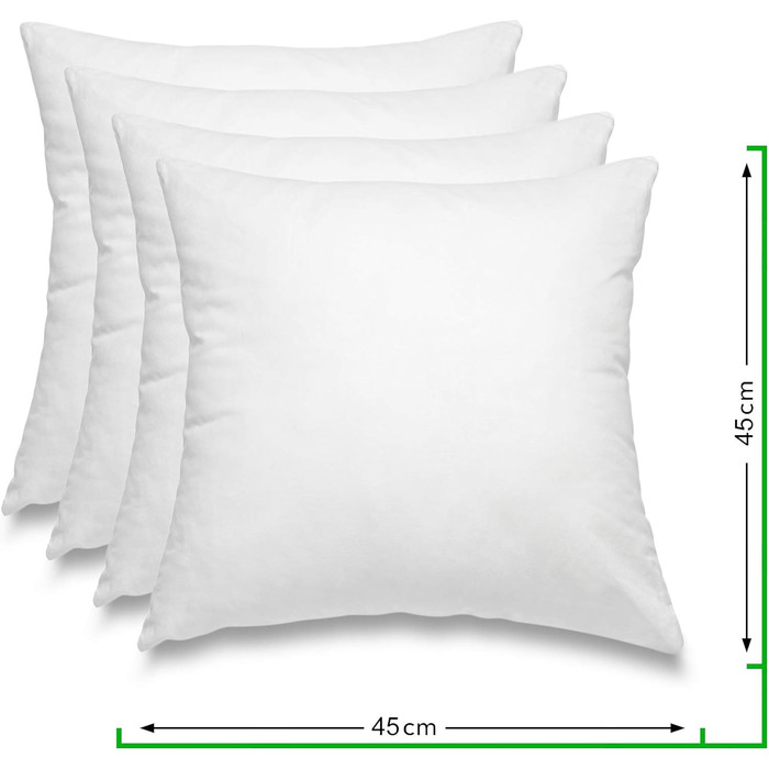 Набір з 4-х пір'яних подушок 45x45 см - 500 г oekoTex чохол білий I Внутрішня подушка (4 шт.)