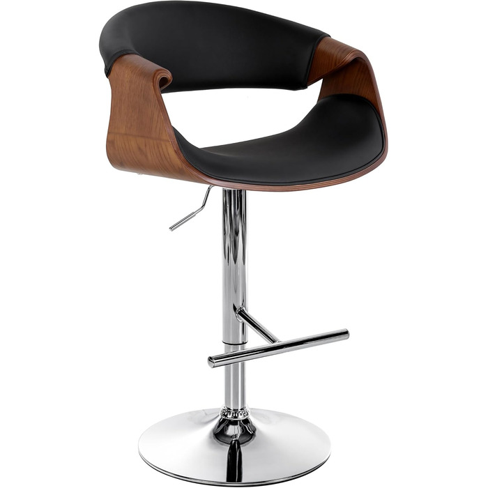 Барний стілець CLP Foley з штучної шкіри, з підлокітниками та спинкою, регульована висота, чорний колір