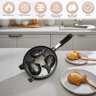 Вафельниця для випікання у формі риби, антипригарне покриття, алюміній, 42x19.5x14 см