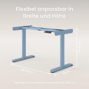 Ерготопія Десктопія Вone – Регульований стіл, електричний, з подвійним мотором, TÜV-сертифікований, 7 років гарантії, пастельно-блакитний