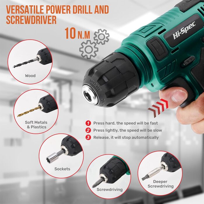 Набір інструментів Hi-Spec 110 предметів, зелений, компактний, для дому та офісу, базовий набір для ремонту в кейсі