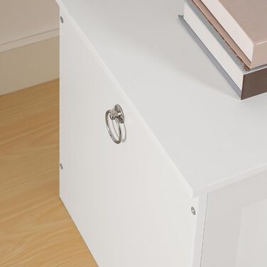 HOOBRO Лавка з ящиком для іграшок, 100 см, білий та натуральний колір дерева, з безпечним шарніром, для дому