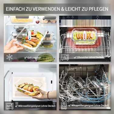 Набір контейнерів для зберігання продуктів Glas, 18 шт. (9 контейнерів, 9 кришок), безпечні для миття в посудомийній машині, мікрохвильовій печі та морозильній камері, з герметичним закриттям, без BPA, сірого кольору