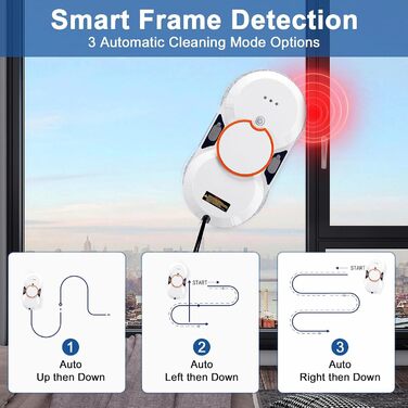 Робот для миття вікон з автоматичним струменем води, 5600 Па, автоматичний очисник вікон, інтелектуальна навігація, дистанційне керування, для гладких поверхонь, з 10 шматками мікрофібри (D 5600 Pa)