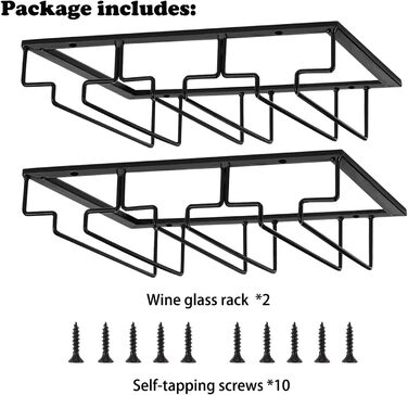 Підставка для келихів вина – органайзер для шафи – металева підставка для келихів, кухонна підставка, барна підставка (3 ряди, 1 шт.) (Чорний, 3 ряди, 2 шт.)
