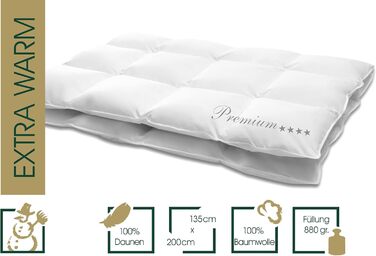 Ковдра Hanskruchen Premium Winter Пухова ковдра 135x200 см - EXTRA WARM - 100 пух, підходить для алергіків