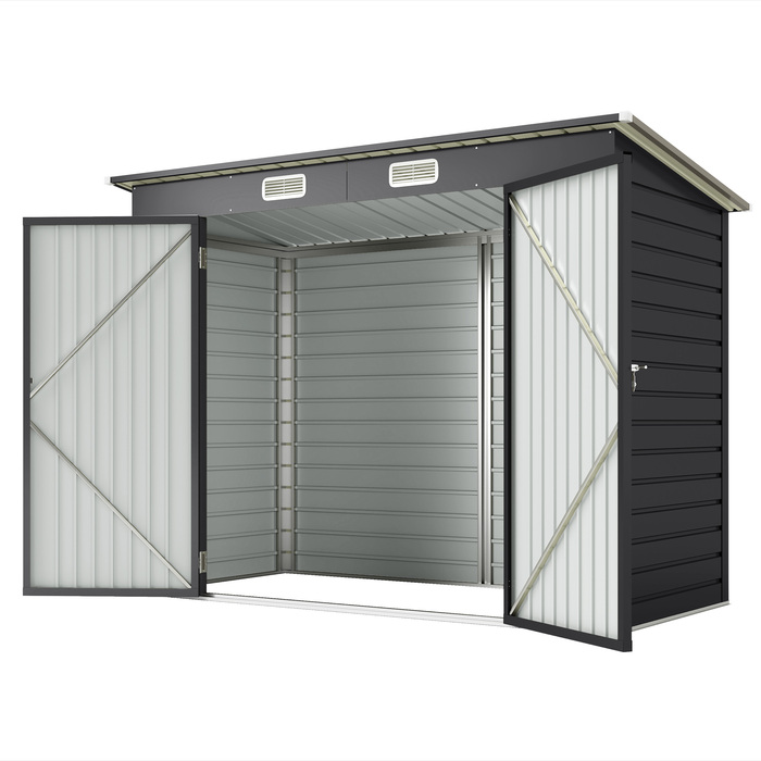 Сарай для інструментів Outsunny, металевий сарай, з двома дверцятами, 249B x 121T x 166/183H см, сірий