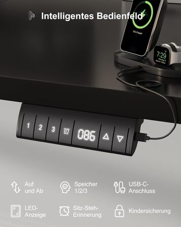 Електричний регульований стіл Homall 120x60 см з пам'яттю, комп'ютерний стіл Standing Desk білий + бежевий