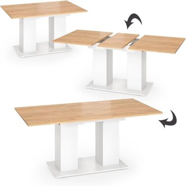 Розсувний обідній стіл Vicco Dix, дуб Goldkraft, 140 x 90 см (білий/дуб Goldkraft)