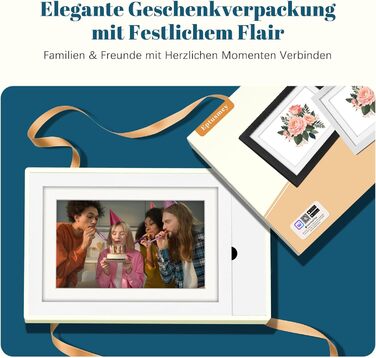 Цифровий фоторамка Eptusmey 10.1 дюймів з Wi-Fi, дуб, 32GB, IPS Touchscreen, відтворення фото/відео через Uhale APP, подарунок для чоловіків та жінок, білий