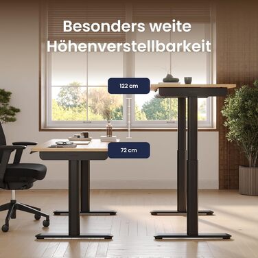 Ерготопія Десктопія Вone – Регульований стіл, Електричне підйомне шасі, Чорний, 7 років гарантії, TÜV-сертифікований
