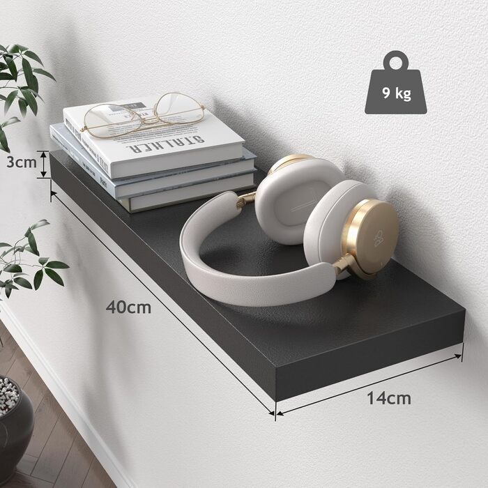 Полиця настінна Wandregal 40 см, набір 3 шт, біла плаваюча полиця, сучасний декор для спальні, кухні, офісу, вітальні (40x14x3 см)