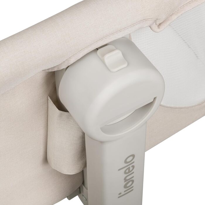 Дитяче ліжко Lionelo Leonie Plus 3 в 1: ліжко, коліска, ліжко-приліжко з регулюванням висоти, сітчасті стінки, знімною бічною панеллю та коліщатками з гальмом. Бежевий колір.