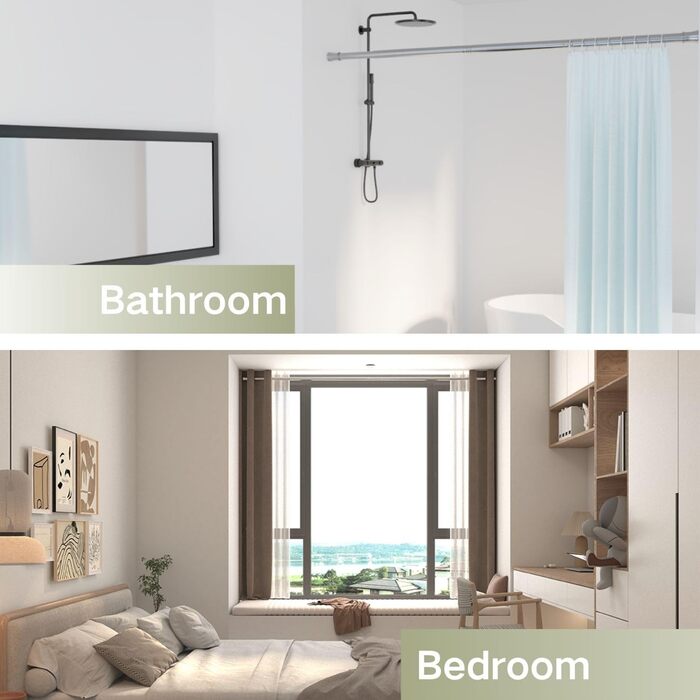 Телескопічна штора-карниз без свердління 85-265 см (Ø 32 мм) білий — розсувна труба для штор у ванну кімнату, гардероб та DIY-проєкти