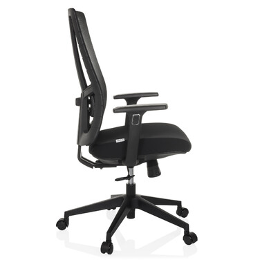 Офісне крісло / Крісло з поворотним механізмом TRAMORE BASE з тканиною для сидіння / сіткою для спинки, чорного кольору, hjh OFFICE