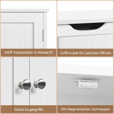 Шафа для ванної кімнати Yaheetech з 4 висувними ящиками та 2 дверцятами, тумбочка для ванної кімнати, шафа для підлоги, з регульованою полицею, для ванної кімнати, вітальні, коридору, кухні, білий, 81 × 30 × 83 см