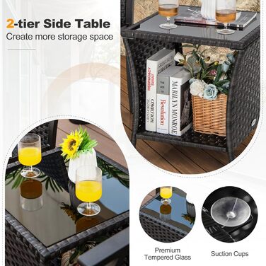 GIANTEX Набір садово-розкішних меблів з ротангу для саду та балкону, вологостійкий, для 2 осіб