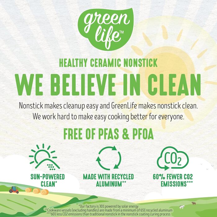 Набір кухонного посуду GreenLife 16 предметів з антипригарним покриттям, рожевий. Антипригарні сковорідки та каструлі з керамічним покриттям, безпечні, не містять PFAS, з м'якими ручками, придатні для миття в посудомийній машині та духовці. Ідеально підхо