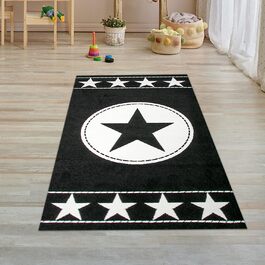 Дитячий килим мрії, килимок для ігор, килим для дитячої кімнати, Зоряний килим, Зоряний чорний кремовий килим 80x150 см 80x150 см