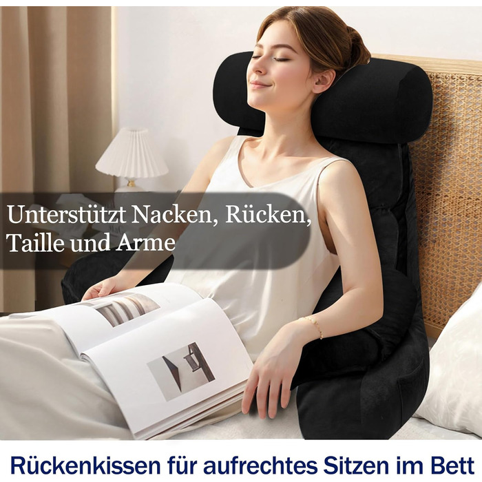 Підлогове крісло-мішок для читання з підлокітником, 67x30 см (65x23 см), чорний
