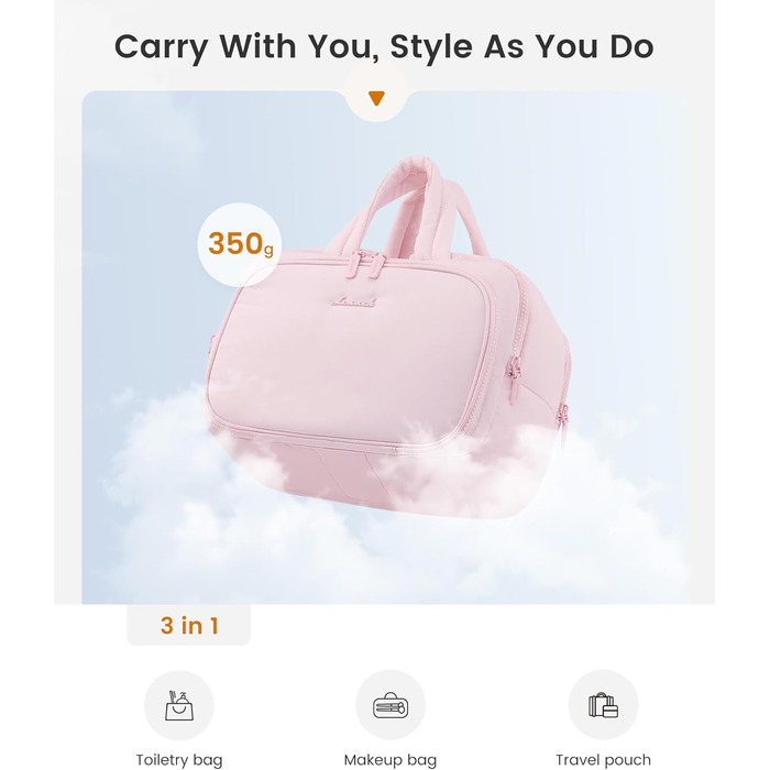 Сумка для косметики OVEVOOK для жінок, велика, з водонепроникним відділенням, рожева (L, блакитна)