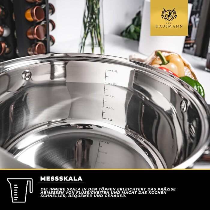 Нержавіюча каструля Karl Hausmann 6L з кришкою (26 см) - для всіх плит, включаючи індукційні