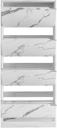 Стелаж для взуття BAKAJI з МДФ, 4 дверцята, компактний, 63x24x150 см, зелений та дуб