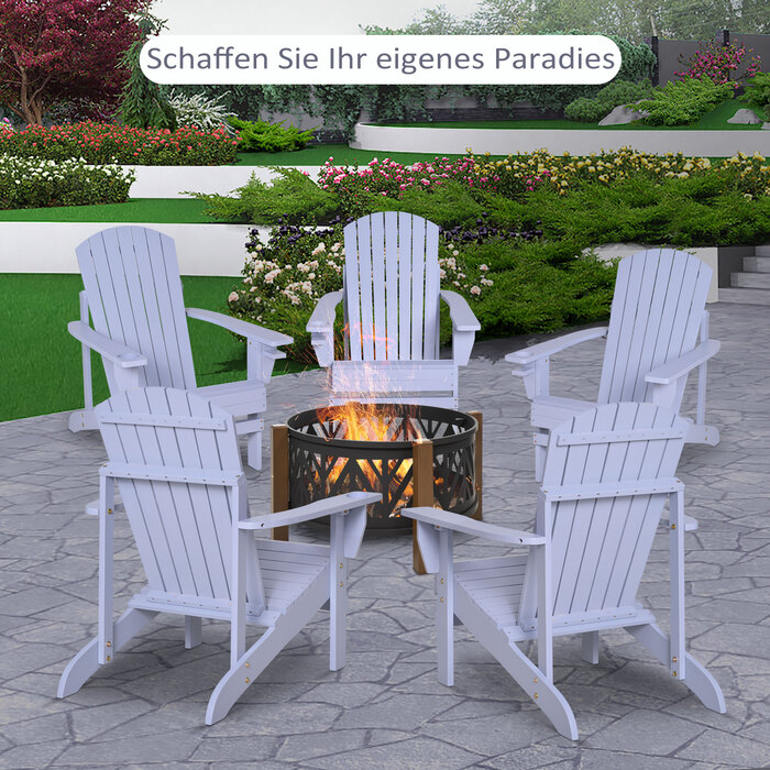 Садове крісло Outsunny Adirondack з підстаканником, масив дерева, сірий, садовий шезлонг для балкона, 72,5 x 97 x 93 см