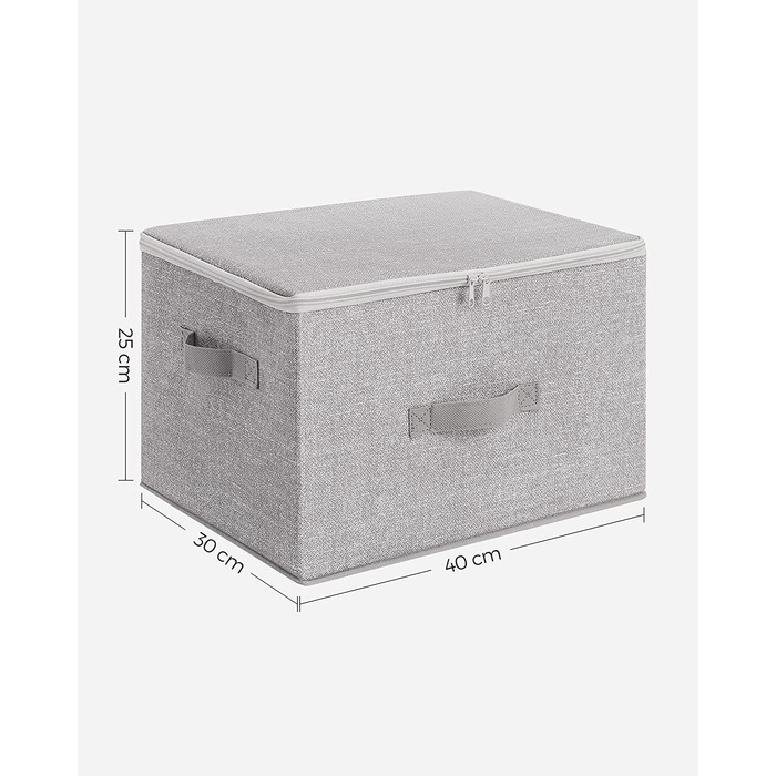 Ящик для зберігання SONGMIC з кришкою, набір з 3 предметів, складна тканинна коробка з ручками, місце для зберігання одягу і дзеркал, RYZB03G (світло-сірий)