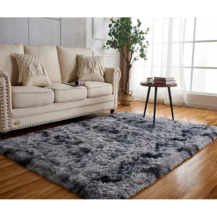 Килим з високим ворсом килим строкатий волохатий килим килим з високим ворсом м'який м'який килим для молодіжної кімнати гарний килим(90*160 см) (90x160 см, темно-сірий)