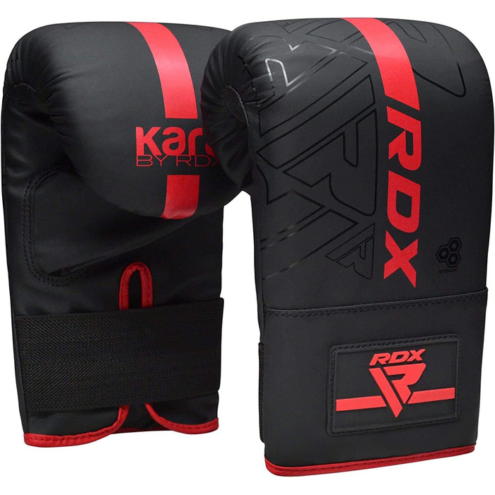 Боксерські рукавички RDX для тренувань з кікбоксингу і муай Тай, боксерські рукавички зі шкіри Майя хід Кара для бойових мистецтв, спарингу, боксу, ММА, перфораційні рукавички для фітнесу, перфорація, мішок з піском (багаторазовий) (червоний)