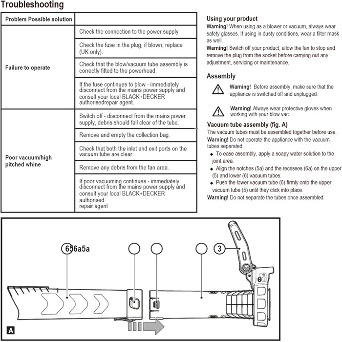 Black+Decker 3-в-1 електропристрій для прибирання листя BEBLV301 (3000 Вт) з подрібнювачем, решетом та мішком-рюкзаком 72л - висока швидкість видуву та регульована потужність всмоктування