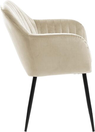 AC Design Furniture Стілець для їдальні Венді, Велюр/Метал, 57x61x83 см, 1 шт. (Бежевий/Чорний)