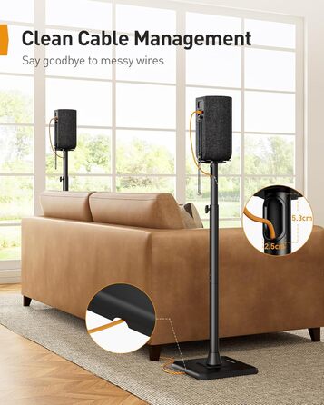 Підставка для колонок Perlegear PGSS12, регульована висота 83-107 см, для сателітної акустики, з кабельною організацією, 6 кг