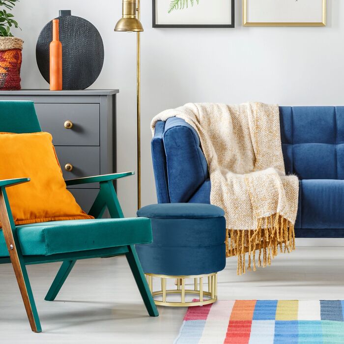 Relaxdays М'який пуф з місцем для зберігання