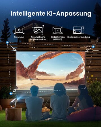 Портативний проєктор Dangbei Freedo з акумулятором, 450 ISO люмен, Google TV & Netflix, Dolby Audio, 1080P, HDR10, 165° нахил, Smart проєктор з WiFi & Bluetooth для дому та відпочинку на природі, 2,5 години роботи, з чохлом