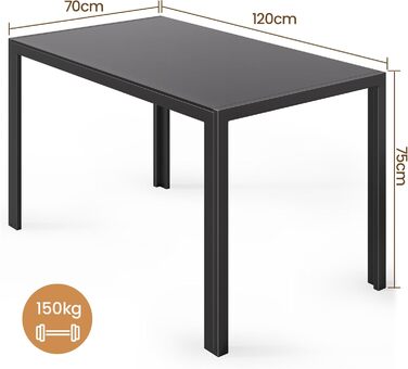Стіл Bealife з загартованого скла, 120x70x75 см – сучасний кухонний стіл з металевим каркасом, стійкий до подряпин та тепла. Підходить для кухні, вітальні, їдальні або кавової зони, home office. (Білий, 120 * 70 * 75)