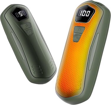 Електричні грілки для рук 2 шт. з акумулятором 6000mAh, 5 режимів нагріву, USB, для кемпінгу та відпочинку на природі, подарунок для жінок та чоловіків (зелені)