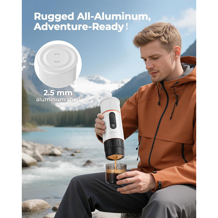 Портативна кавомашина для еспресо COTGCO 20 bar з акумулятором 13500mAh | Сумісна з Nespresso капсулами | Для кемпінгу, авто, офісу