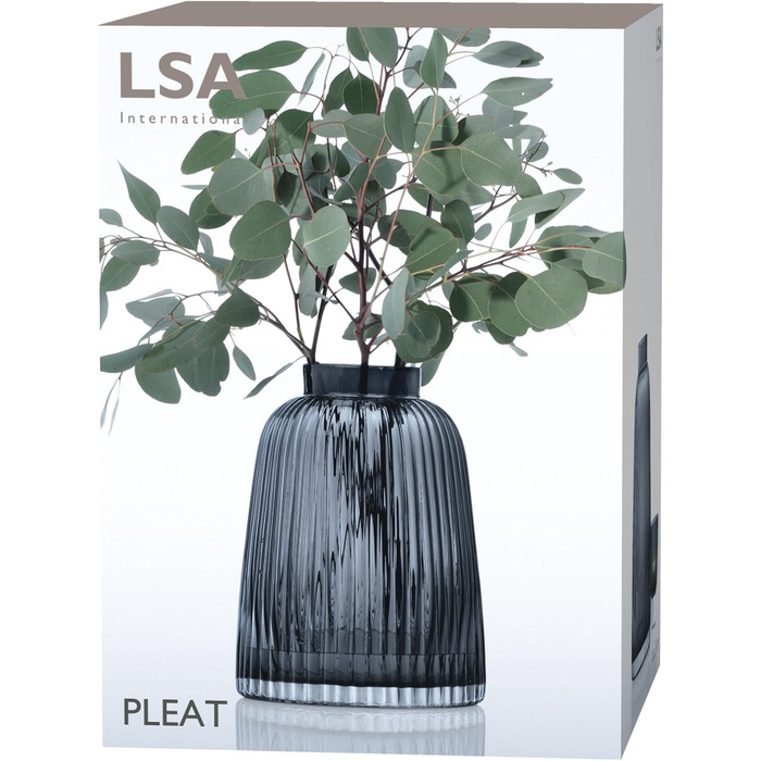 Ваза LSA Pleat сірого кольору, висота 26 см