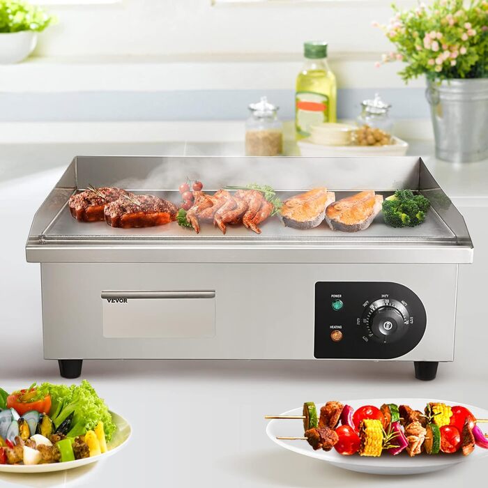 Електричний гриль VEVOR 54 x 30 см, 3000W, з регулюванням температури 50-300°C, для комерційного використання, легко чиститься