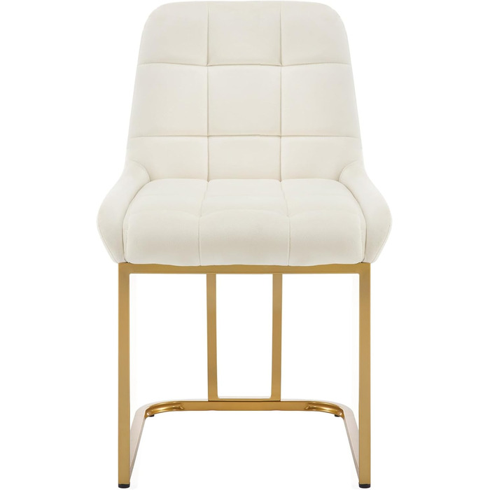 Стілець для їдальні WOLTU, кухонний стілець з велюру, м'який стілець з металевим каркасом, стілець з підлокітниками, стілець для вітальні, стілець для макіяжу, бежевий, набір 8 шт.