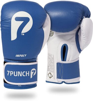 Боксерські рукавички 7punch Impact шкіряні сині 16 унцій