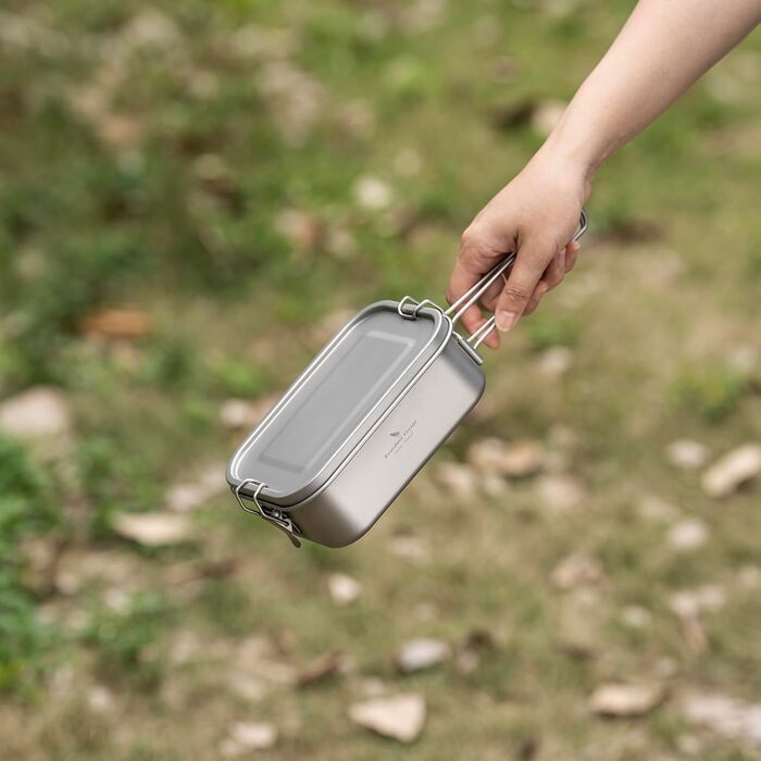 Ланчбокс iBasingo 800 мл з кришкою та ручкою – герметичний бенто-контейнер для кемпінгу, відпочинку та офісу. Харчовий посуд для їжі на винос – придатний для миття в посудомийній машині. Модель Ti2081C