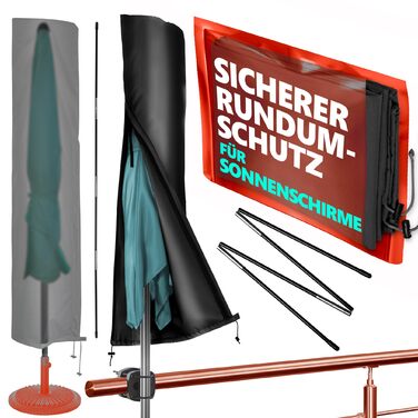 Чохол для парасольки Menz 2-4 м, 420D Oxford, водовідштовхувальний, UV-стійкий, захист від вітру, для саду (Чорний, 174x32/35 см)