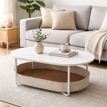 Столик журнальний Relaxdays овальної форми з місцем для зберігання