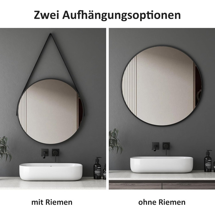 Дзеркало Boromal Spiegel Schwarz 100x60 см прямокутне з металевим каркасом. Чорний настінний дзеркало для ванної кімнати, туалетного приміщення, спальні.