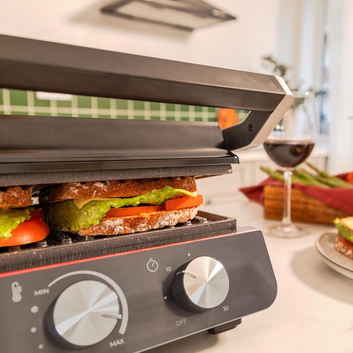 Електричний гриль Cecotec Rock'nGrill Blaze Neon – 2200 Вт, регулювання до 180°, знімні пластини, велика поверхня 29x23 см