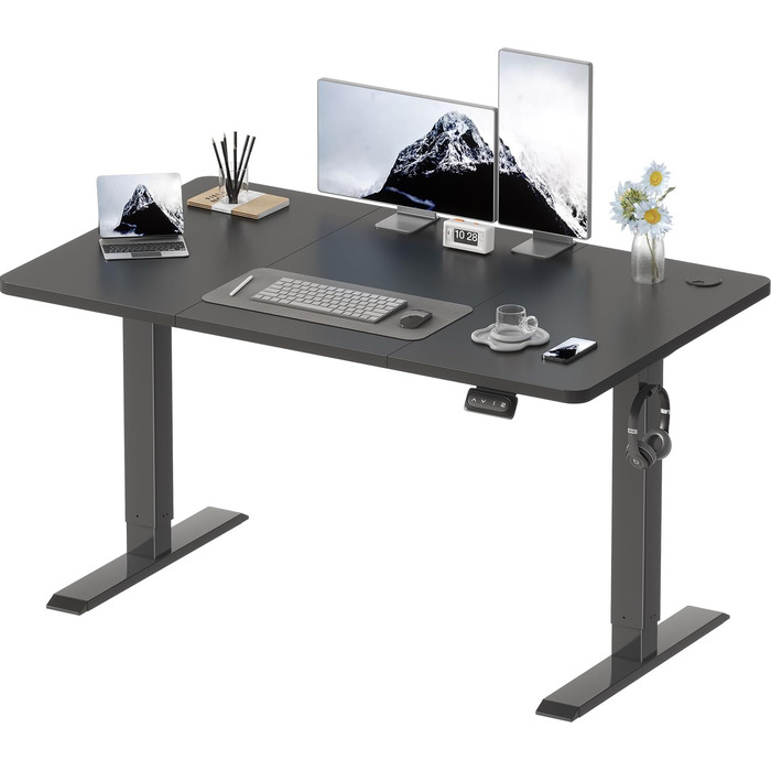 Регульований стіл Devoko, електричний, 120x60 см, чорний: стіл для стоячи та сидячи, з пам'яттю