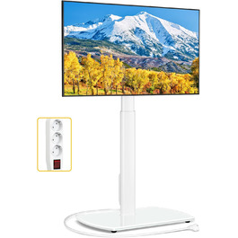 Підставка для телевізора біла, на підлогу, для 32-65 дюймів, до 35 кг, регульована висота, поворотна, VESA 400x400 мм